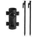 Tent Rod Holder with 30cm Tent Peg Steel Canopy Pole Fixing Stand Camping – Black