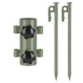 Tent Rod Holder with 30cm Tent Peg Steel Canopy Pole Fixing Stand Camping – Army Green