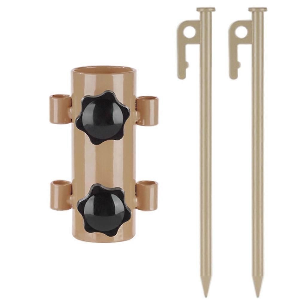 Tent Rod Holder with 30cm Tent Peg Steel Canopy Pole Fixing Stand Camping – Khaki