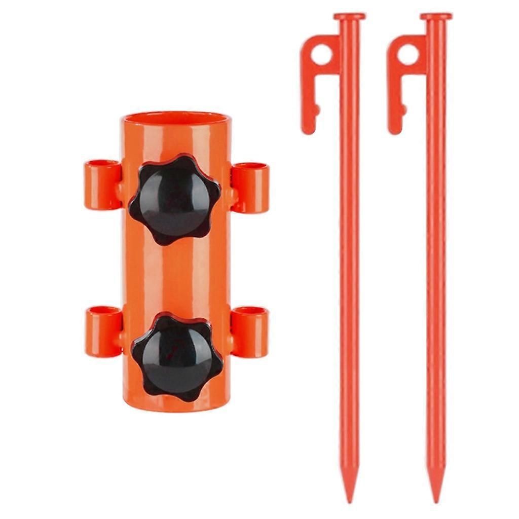 Tent Rod Holder with 30cm Tent Peg Steel Canopy Pole Fixing Stand Camping – Orange Red