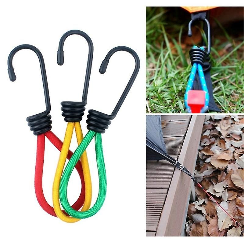 3 Pack Camping Tent Elastic Rope Buckles, Latex Fixed Straps with Double Hooks