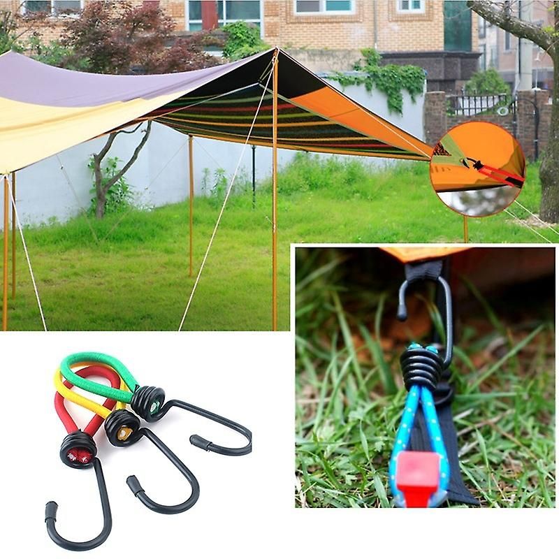 3 Pack Camping Tent Elastic Rope Buckles, Latex Fixed Straps with Double Hooks