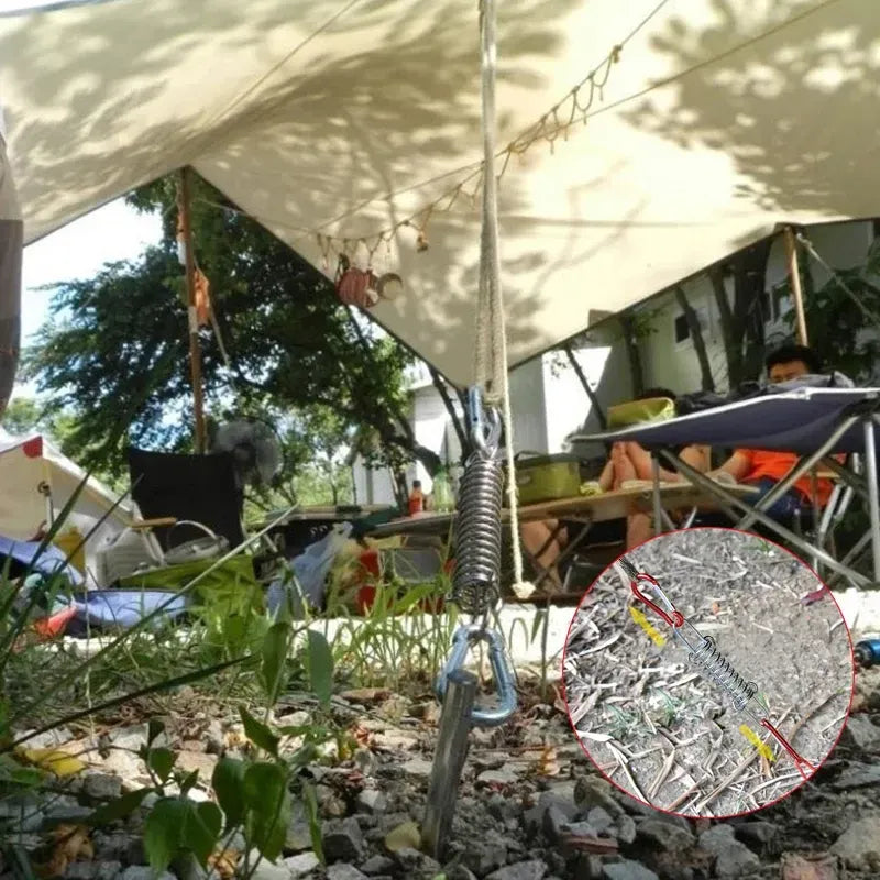 10 Piece Tent Wind Rope Spring Buckle Tent Tensioner Camping Deck Pegs Carabiner Clips Awning Tightener Fixed Hook