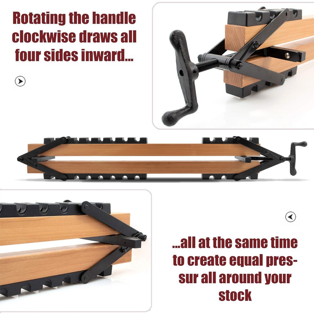 Four-Way Pressure Woodworking Clamp with Scissor-Head and Slotted Fixing Bars for Panel Gluing, Joinery – 1 Piece