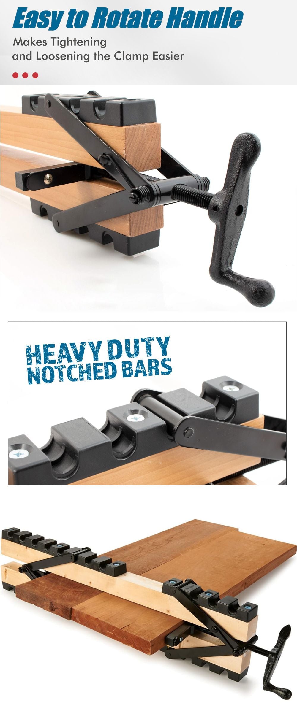 Four-Way Pressure Woodworking Clamp with Scissor-Head and Slotted Fixing Bars for Panel Gluing, Joinery – 1 Piece