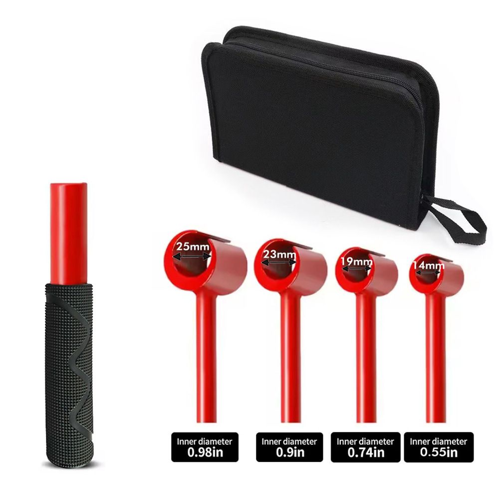 4-in-1 Hinge Gap Adjustment Wrench Set with Interchangeable Socket Heads for Fixing Door Sag, Misalignment – Socket Style – Red