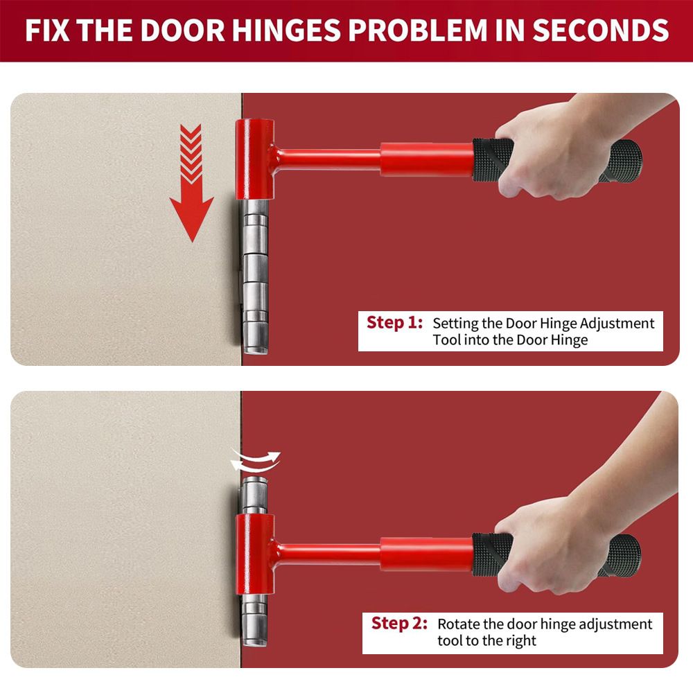 4-in-1 Hinge Gap Adjustment Wrench Set with Interchangeable Socket Heads for Fixing Door Sag, Misalignment – Thread Style – Yellow