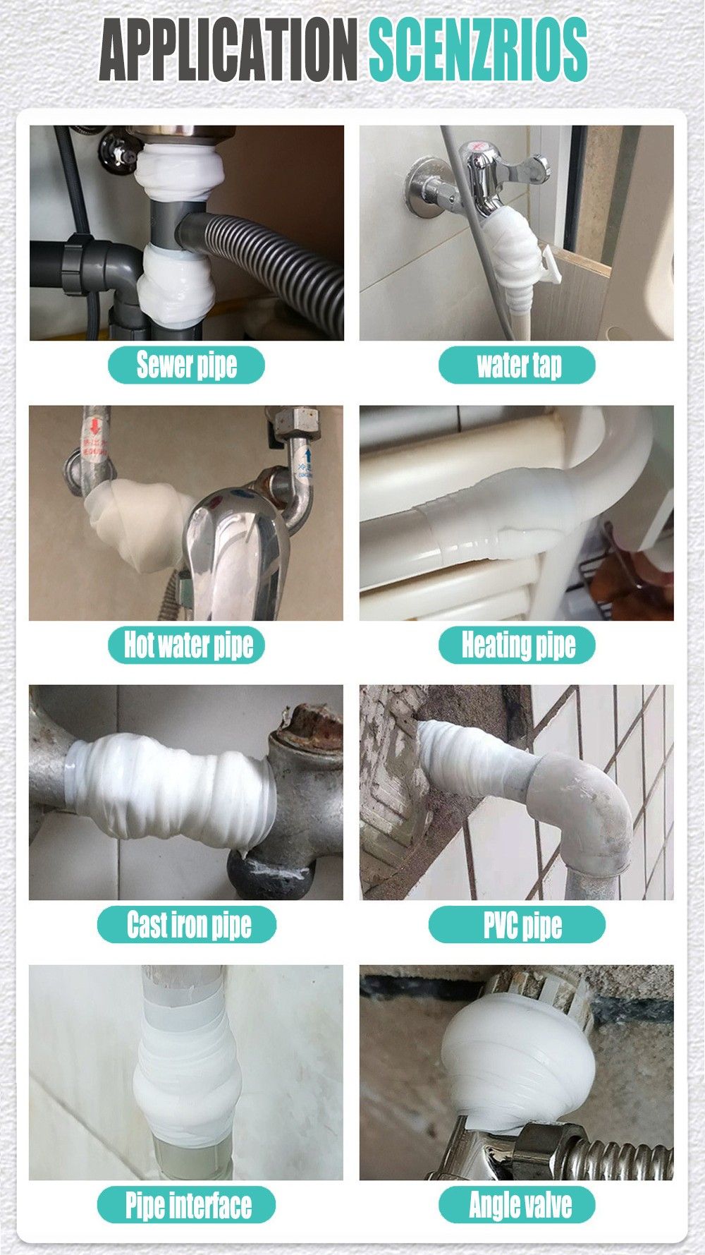 Self-Fusing Silicone Repair Tape for Waterproof Pipe Leak Sealing, Plumbing Hose Wrap, Insulation Bonding – White