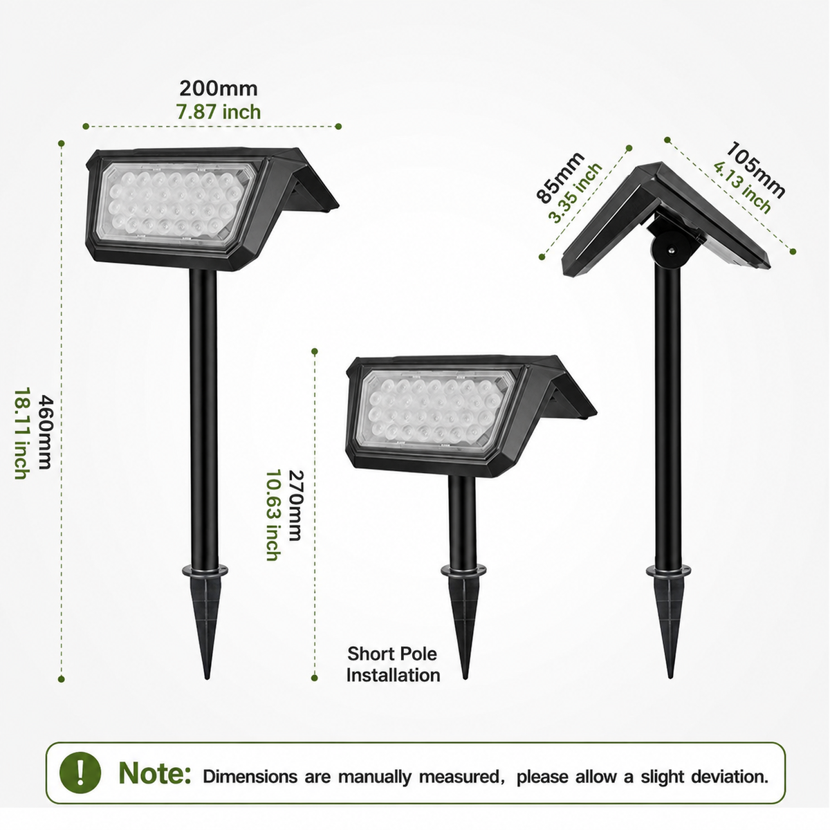 Solar Powered Outdoor RGB Landscape Spotlight with 7 Fixed Colors and Auto On/Off – 3 Piece
