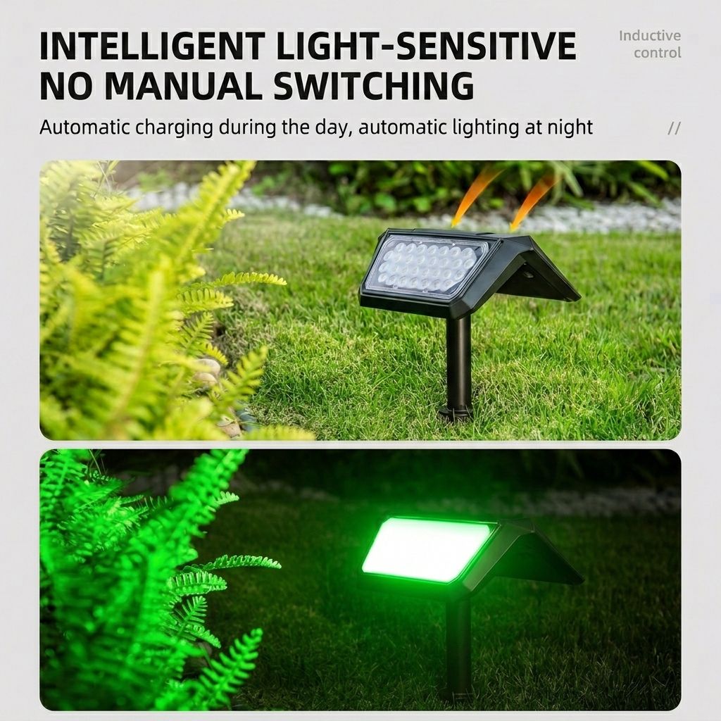 Solar Powered Outdoor RGB Landscape Spotlight with 7 Fixed Colors and Auto On/Off – 3 Piece