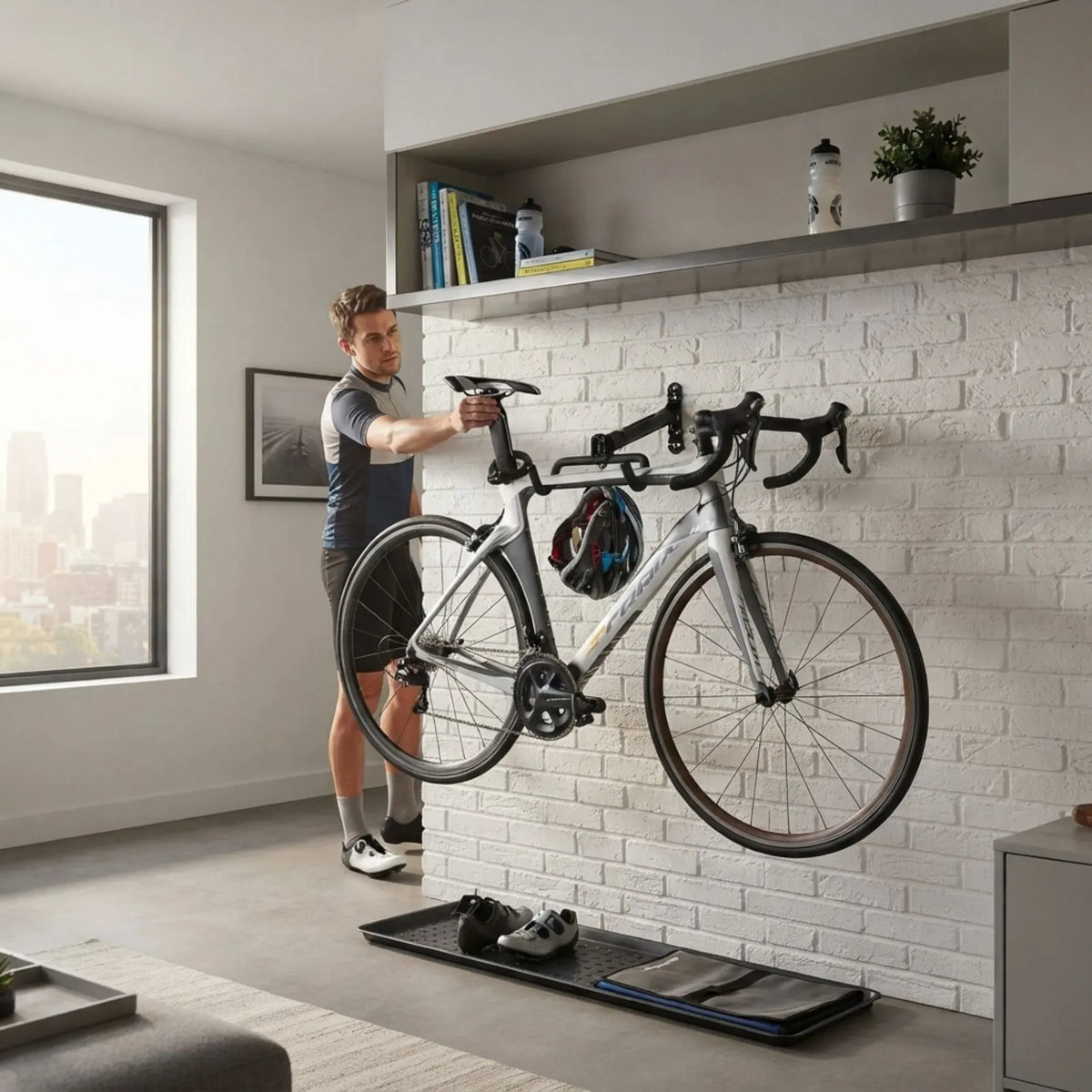 CARLA HOME 2-Pack Bike Wall Mount Rack – Adjustable Hook – Black – Adjustable Fixed Bike