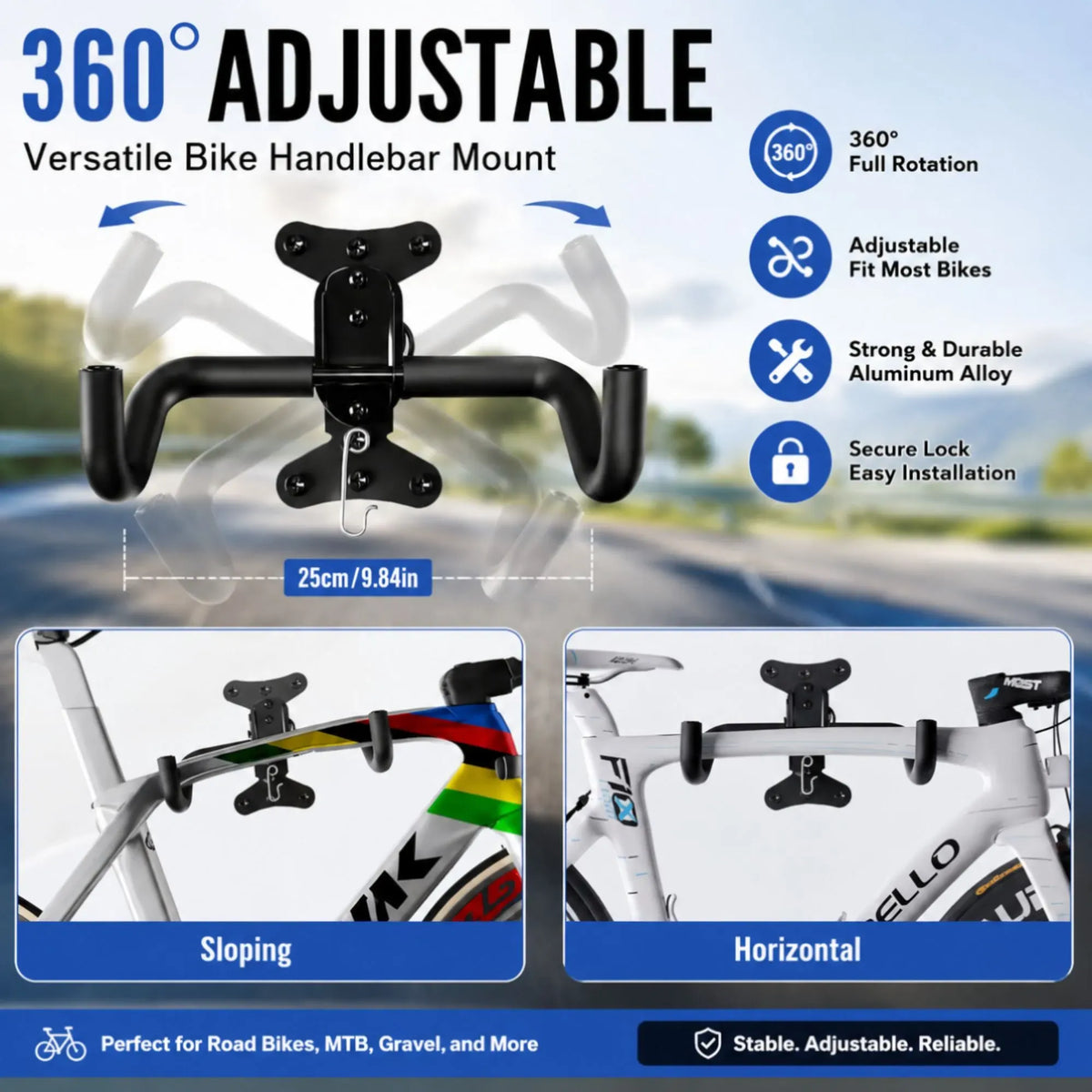 CARLA HOME 2-Pack Bike Wall Mount Rack – Adjustable Hook – Black – Adjustable Fixed Bike