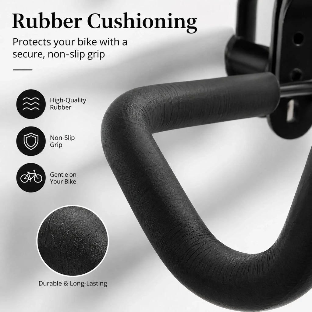 CARLA HOME 2-Pack Bike Wall Mount Rack – Adjustable Hook – Black – Adjustable Fixed Bike