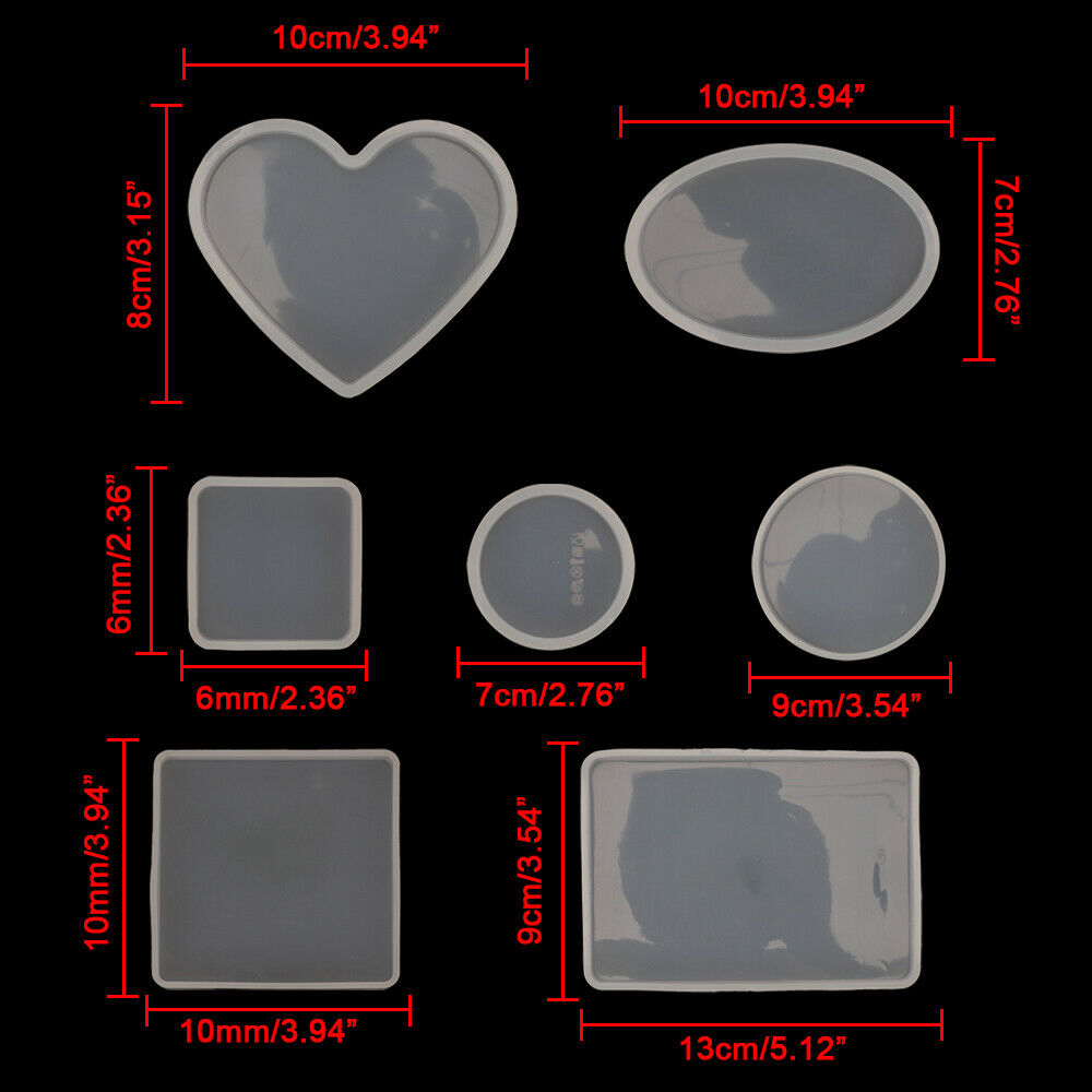 18 Piece Coaster Cup Mat Mold Round Silicone Mould Kit for Craft / DIY Epoxy Resin