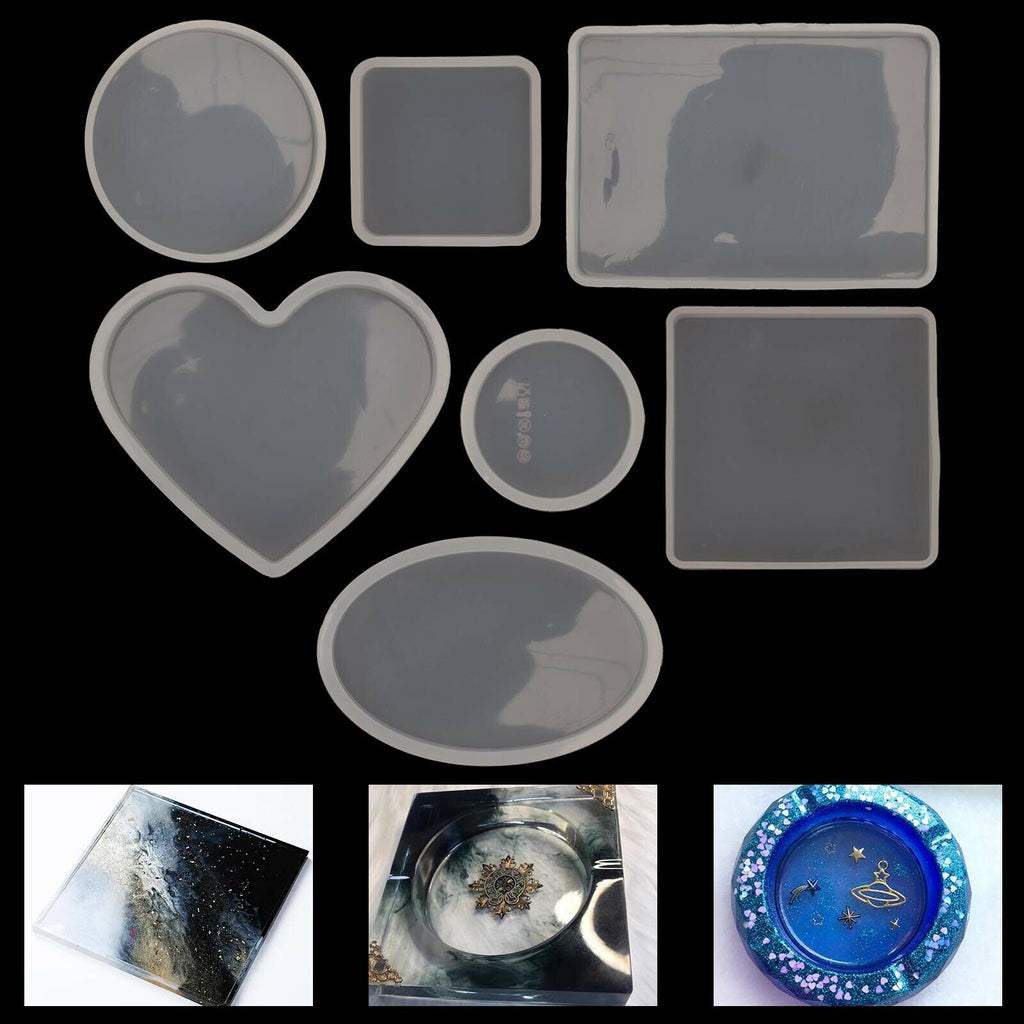 18 Piece Coaster Cup Mat Mold Round Silicone Mould Kit for Craft / DIY Epoxy Resin