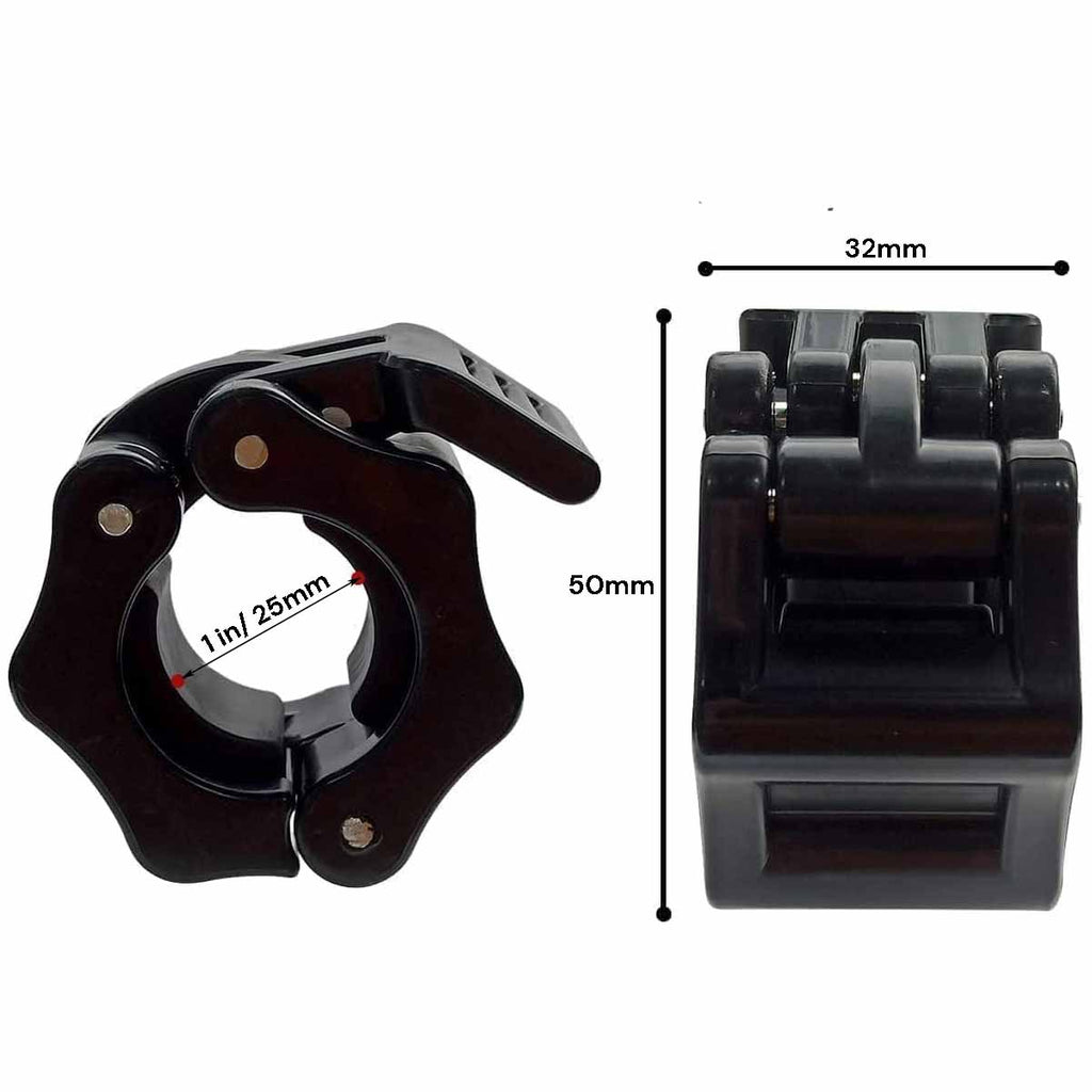 2 Piece 1in / 25mm Dumbbell Clamps Barbell Clamps Collars Clips Bar Plates Collar Clips Black