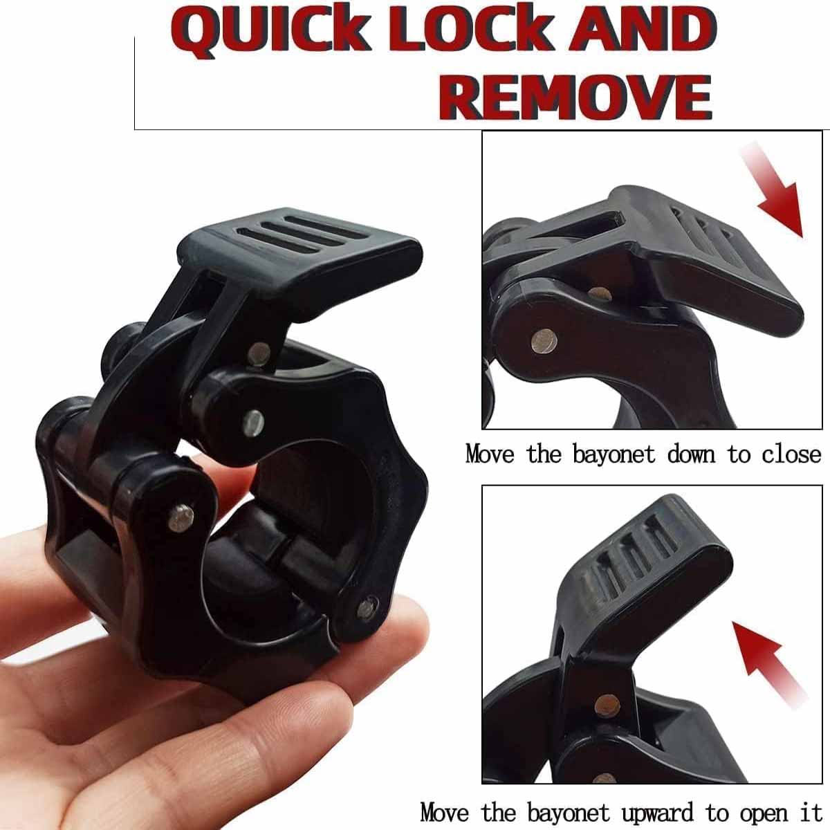 2 Piece 1in / 25mm Dumbbell Clamps Barbell Clamps Collars Clips Bar Plates Collar Clips Black