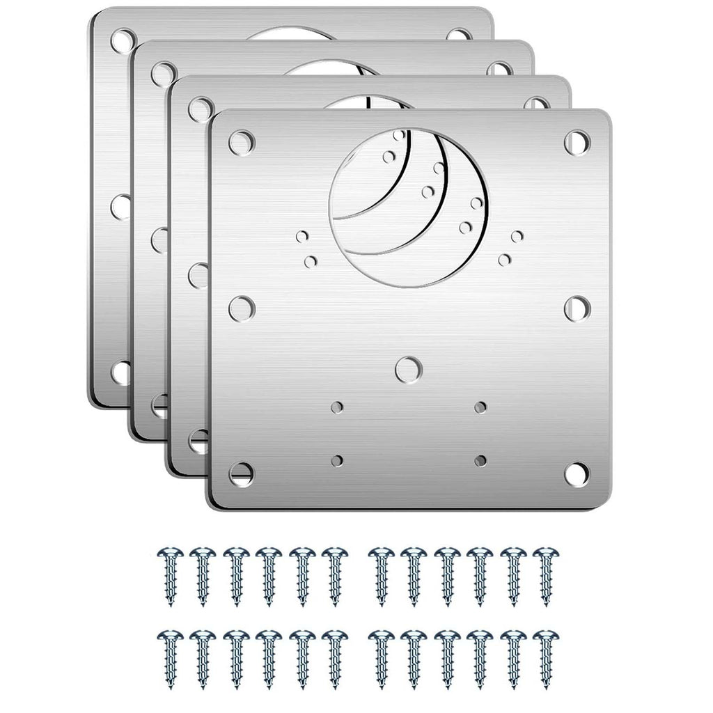4 Piece Kitchen Cupboard Door Cabinet Hinges Repair Plate Brackets Kit Fixing Screws