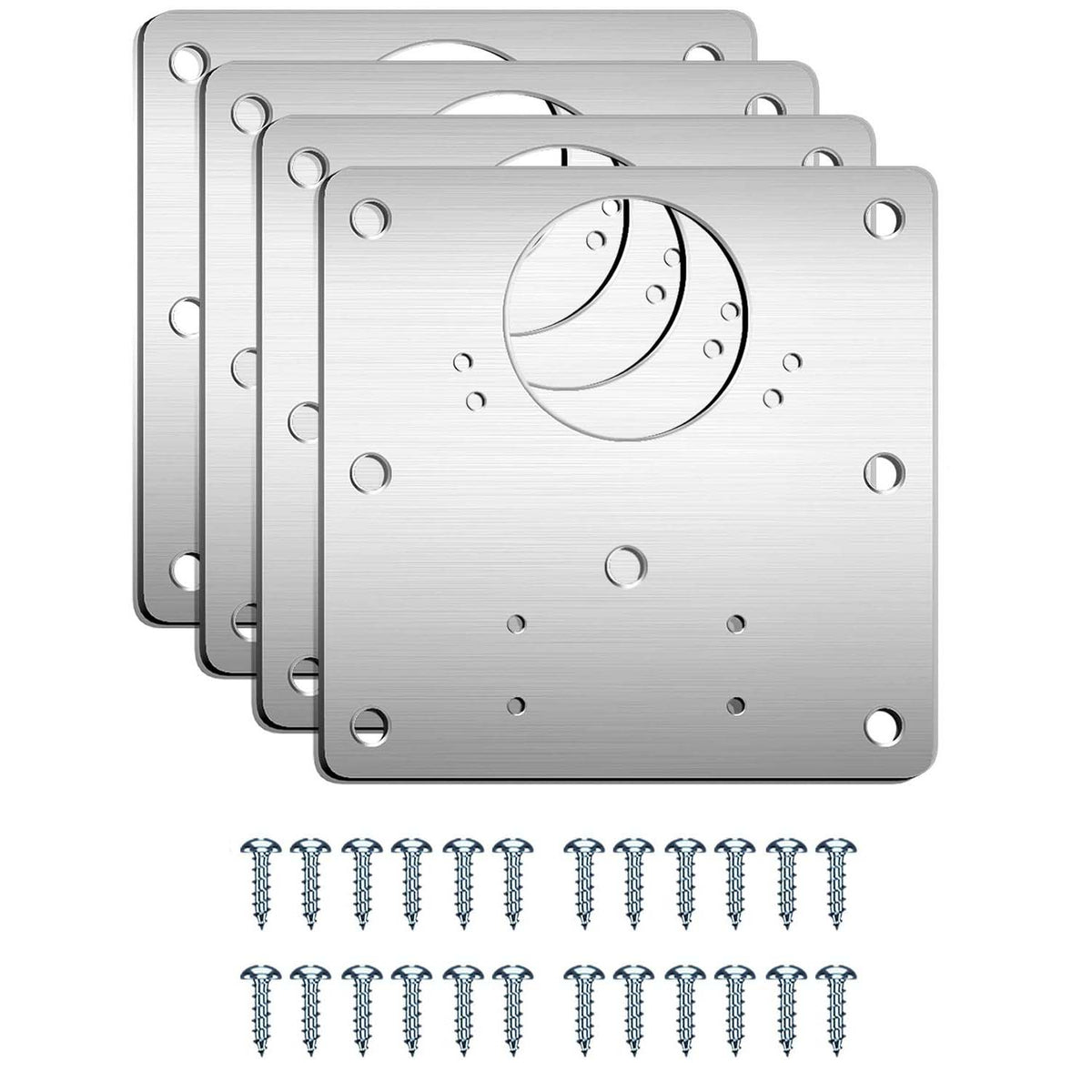 4 Piece Kitchen Cupboard Door Cabinet Hinges Repair Plate Brackets Kit Fixing Screws