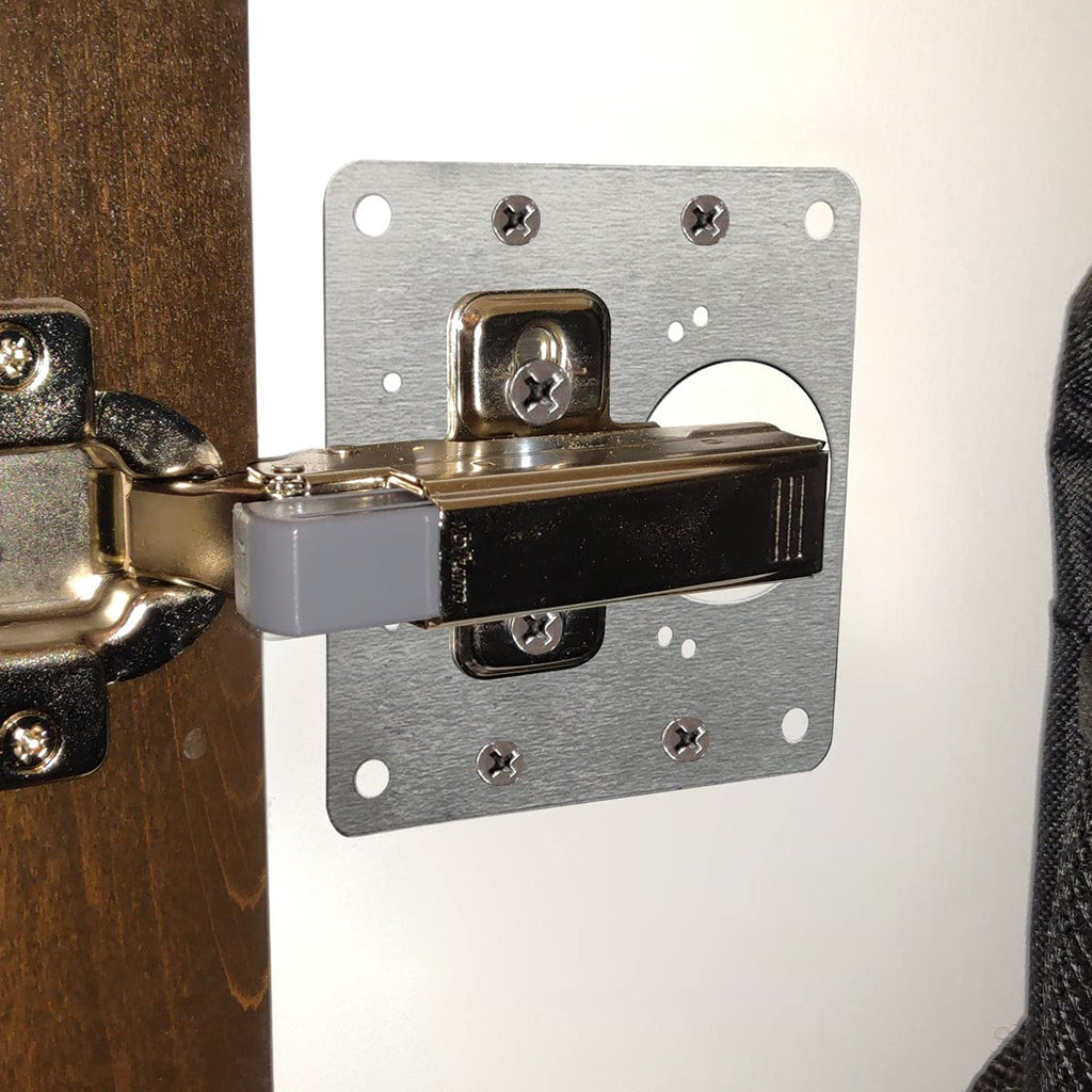 6 Piece Kitchen Cupboard Door Cabinet Hinges Repair Plate Brackets Kit Fixing Screws