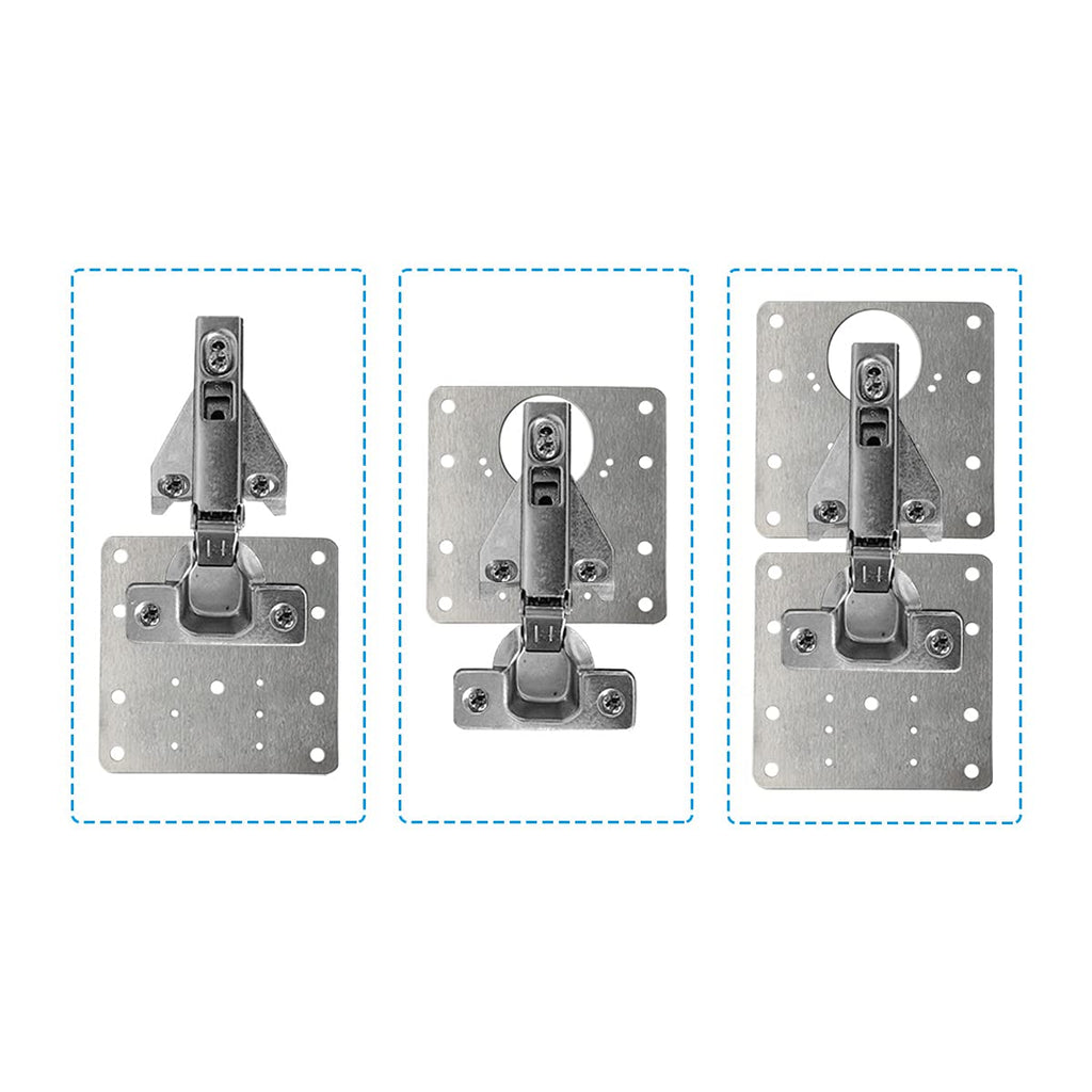 6 Piece Kitchen Cupboard Door Cabinet Hinges Repair Plate Brackets Kit Fixing Screws