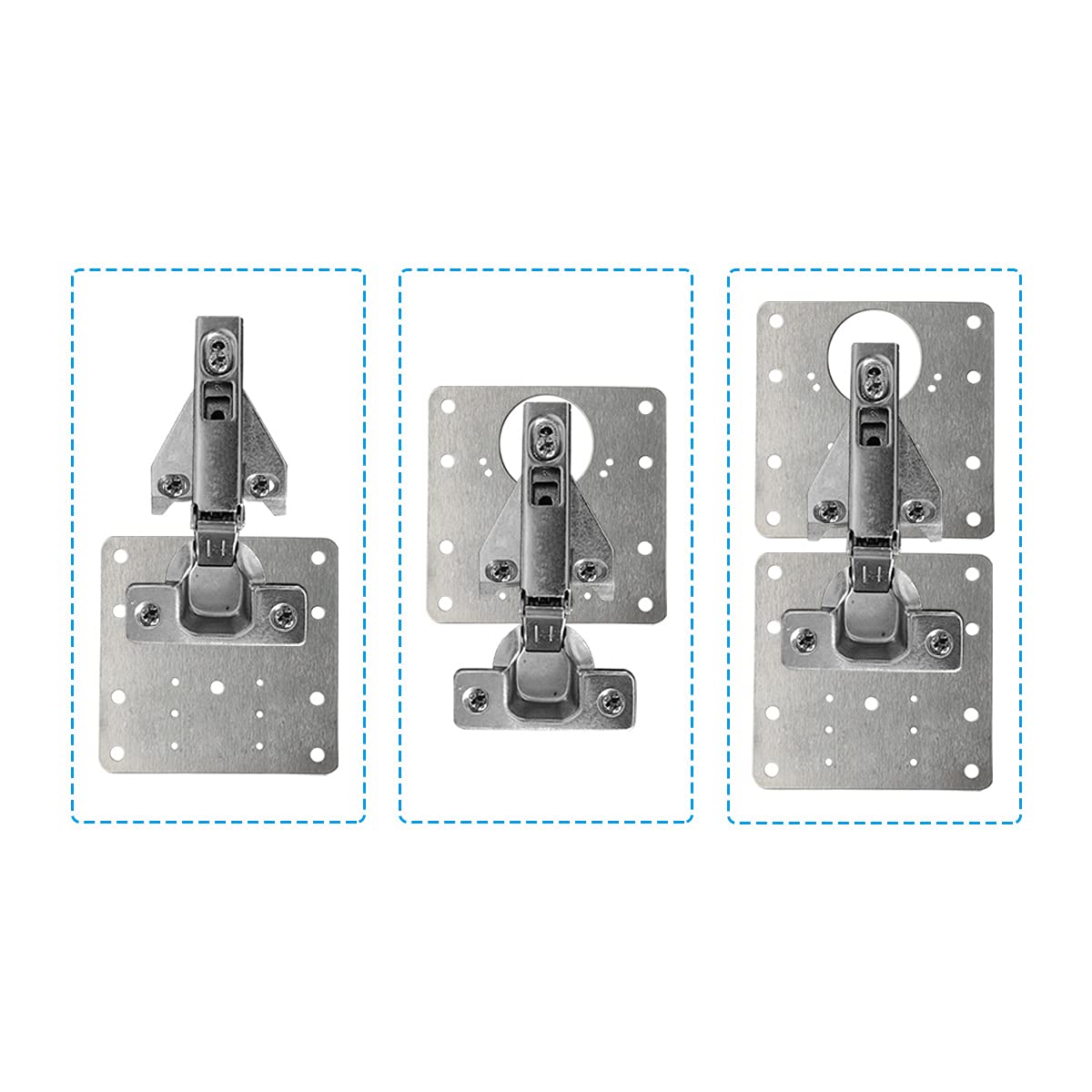 6 Piece Kitchen Cupboard Door Cabinet Hinges Repair Plate Brackets Kit Fixing Screws