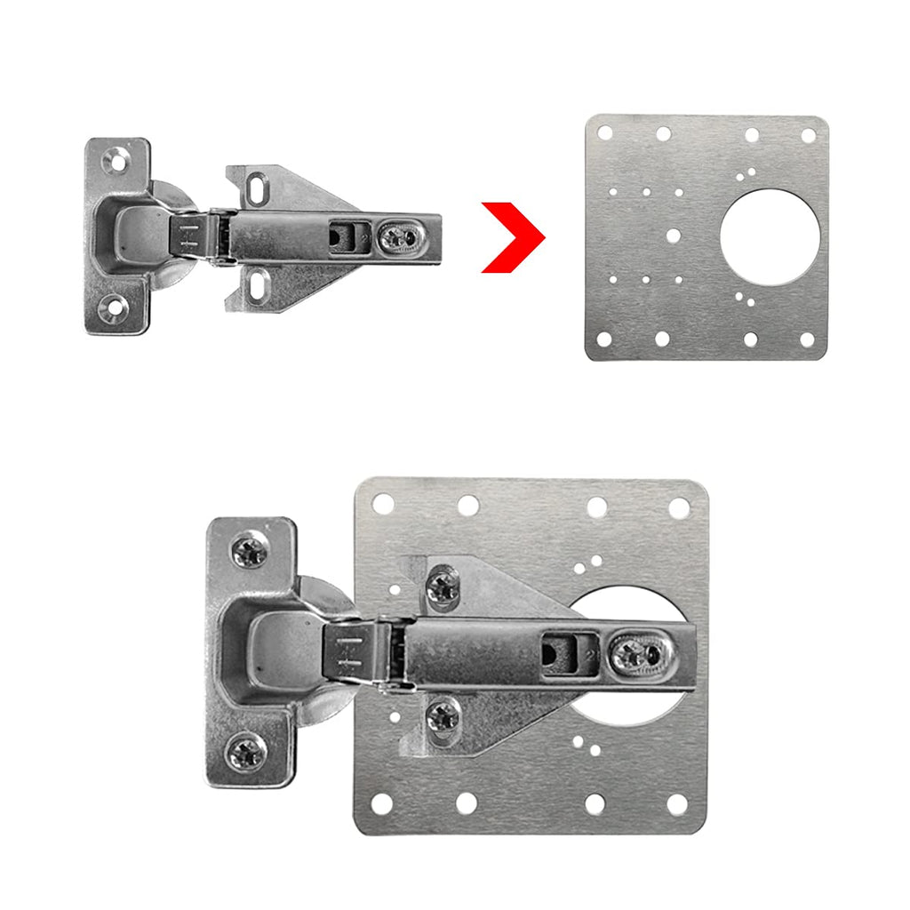 6 Piece Kitchen Cupboard Door Cabinet Hinges Repair Plate Brackets Kit Fixing Screws