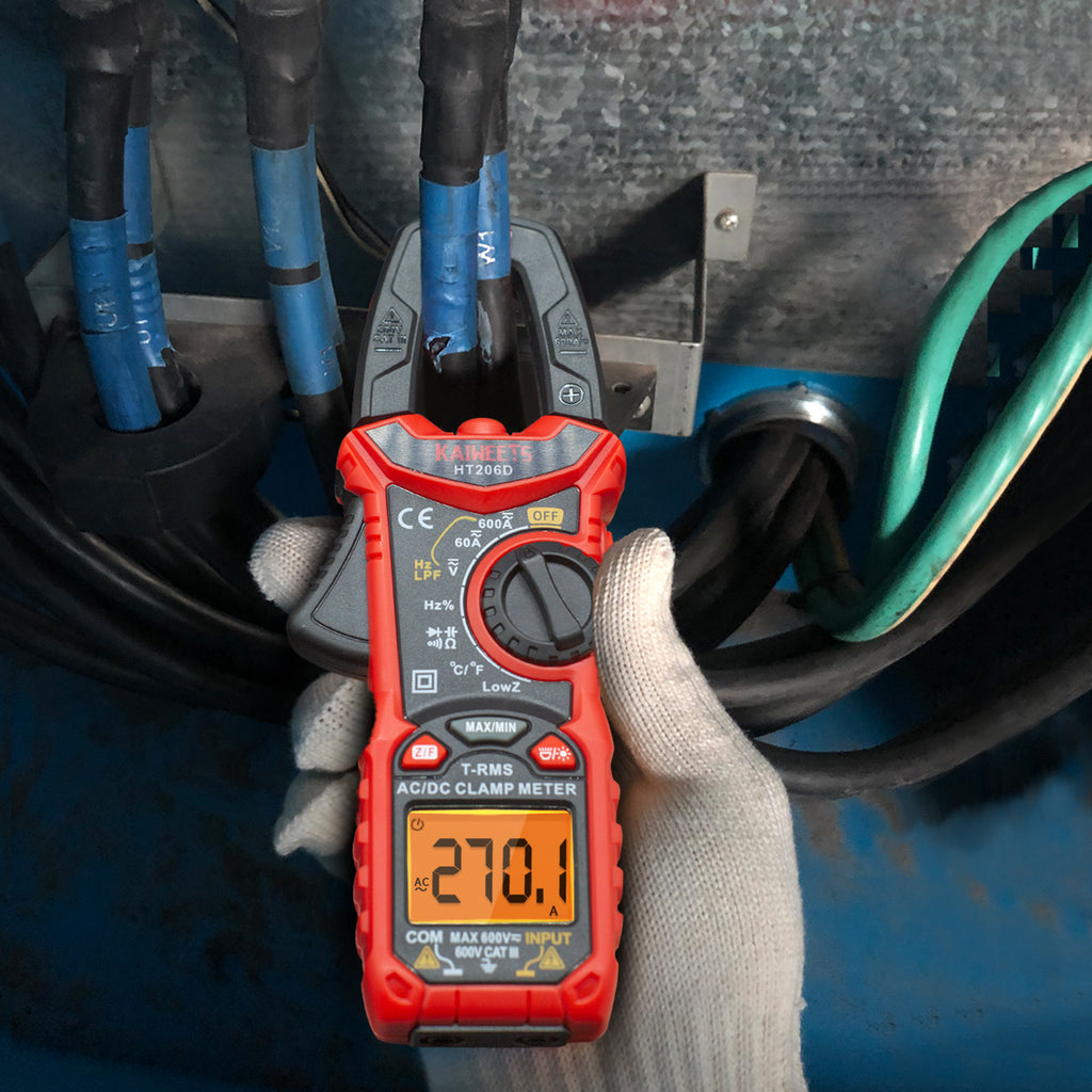 KAIWEETS HT206D True-RMS Digital Clamp Meter – 6000 Count – AC/DC
