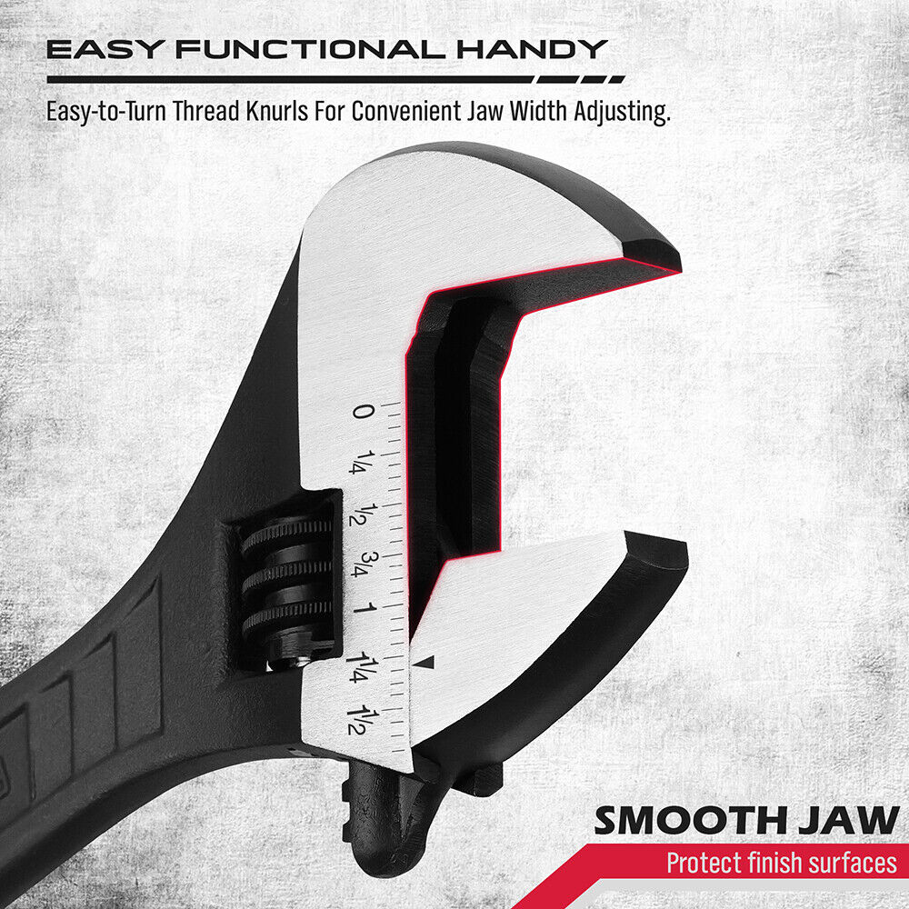 SEDY 4 Piece Adjustable Wrench Set Shifter Heavy Duty SAE & Metric Household Repair