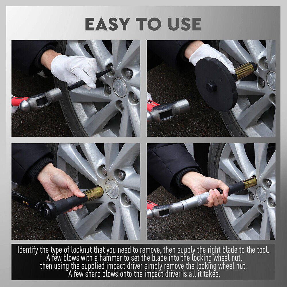 SEDY 10 Piece Wheel Lock Removal Tool Kit Wheel Locking Nut Key Remover Kit With Box