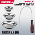 SEDY 4 Piece Magnetic Tray Pick-Up Tool Set Flexible Magnet Holder Auto Repair