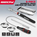 SEDY 6 Piece Magnetic Tray Pick-Up Tool Set Flexible Telescoping Auto Repair