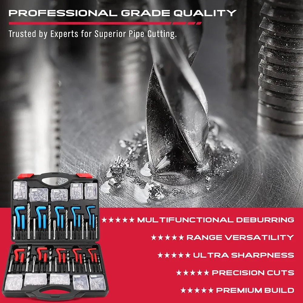 SEDY 320 Piece Helicoil Thread Repair Kit SAE Metric HSS Drill Bits Thread Restorer
