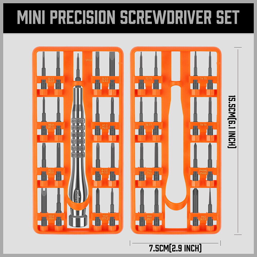 33 Piece PRECISION SCREWDRIVER SET BITS PHILIP FLAT SLOTTED TORX HEX ELECTRONIC FIX