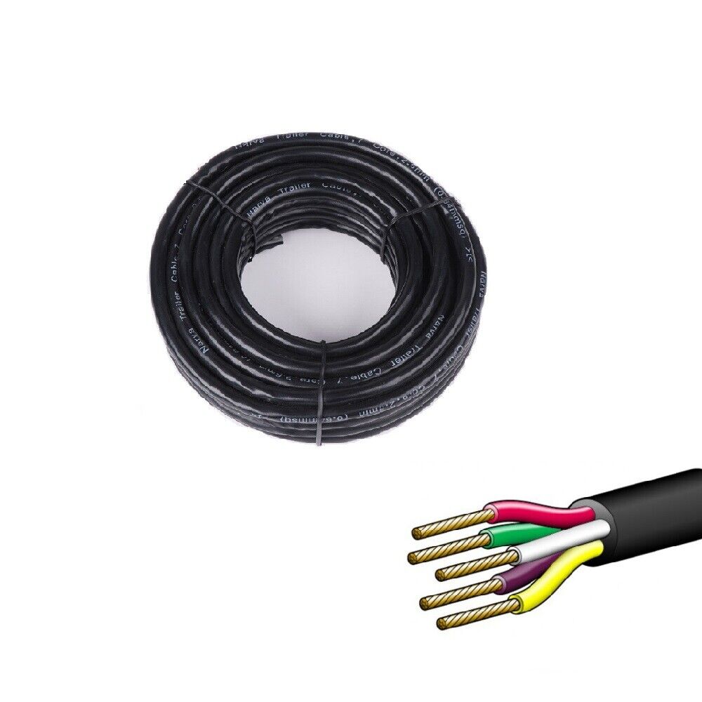 5-Core Trailer Cable – 10m – V90 PVC – Automotive, Caravan & Boat