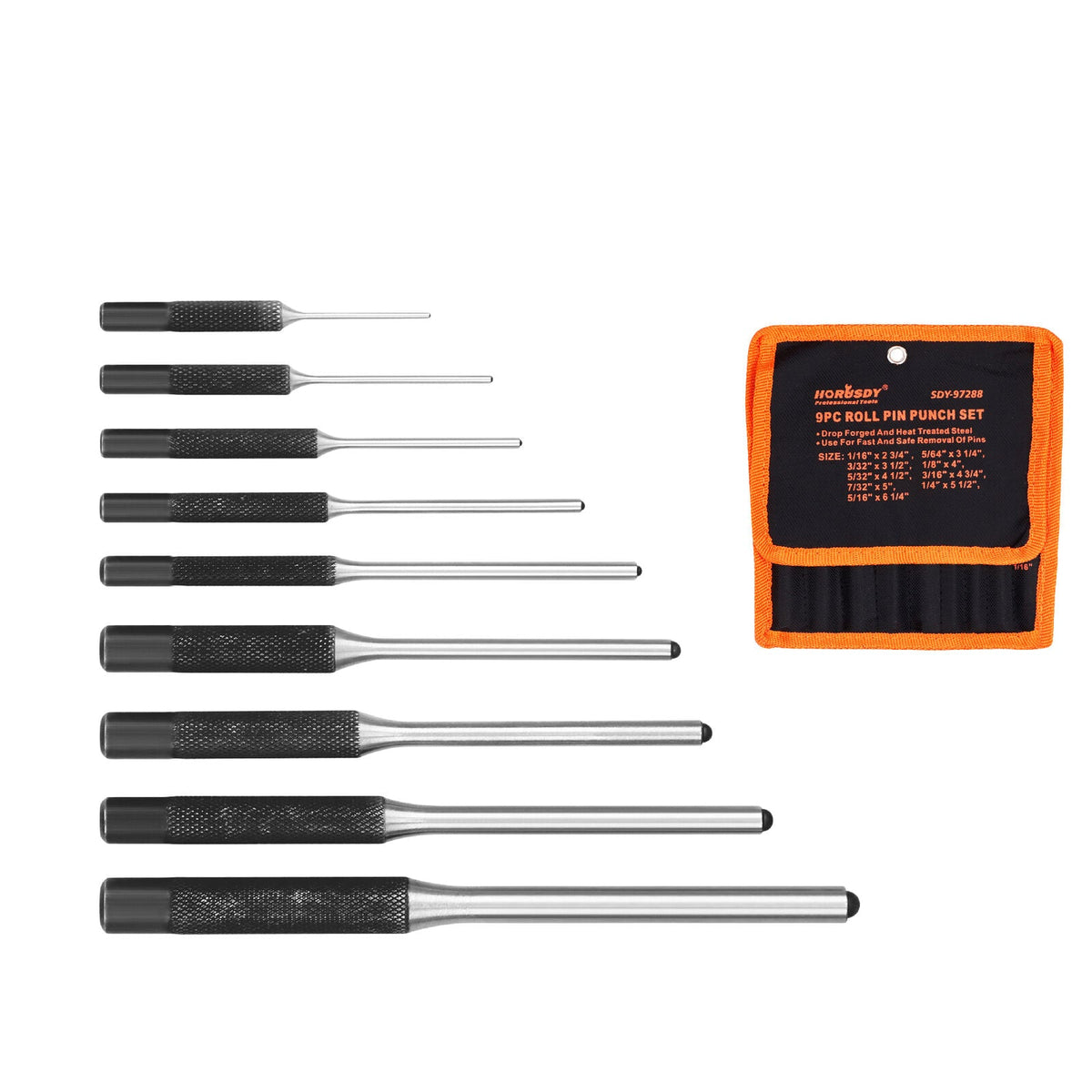 9 Piece Roll Pin Punch Set Bolt Catch Gun Building Removing Repair Tool Canvas Pouch