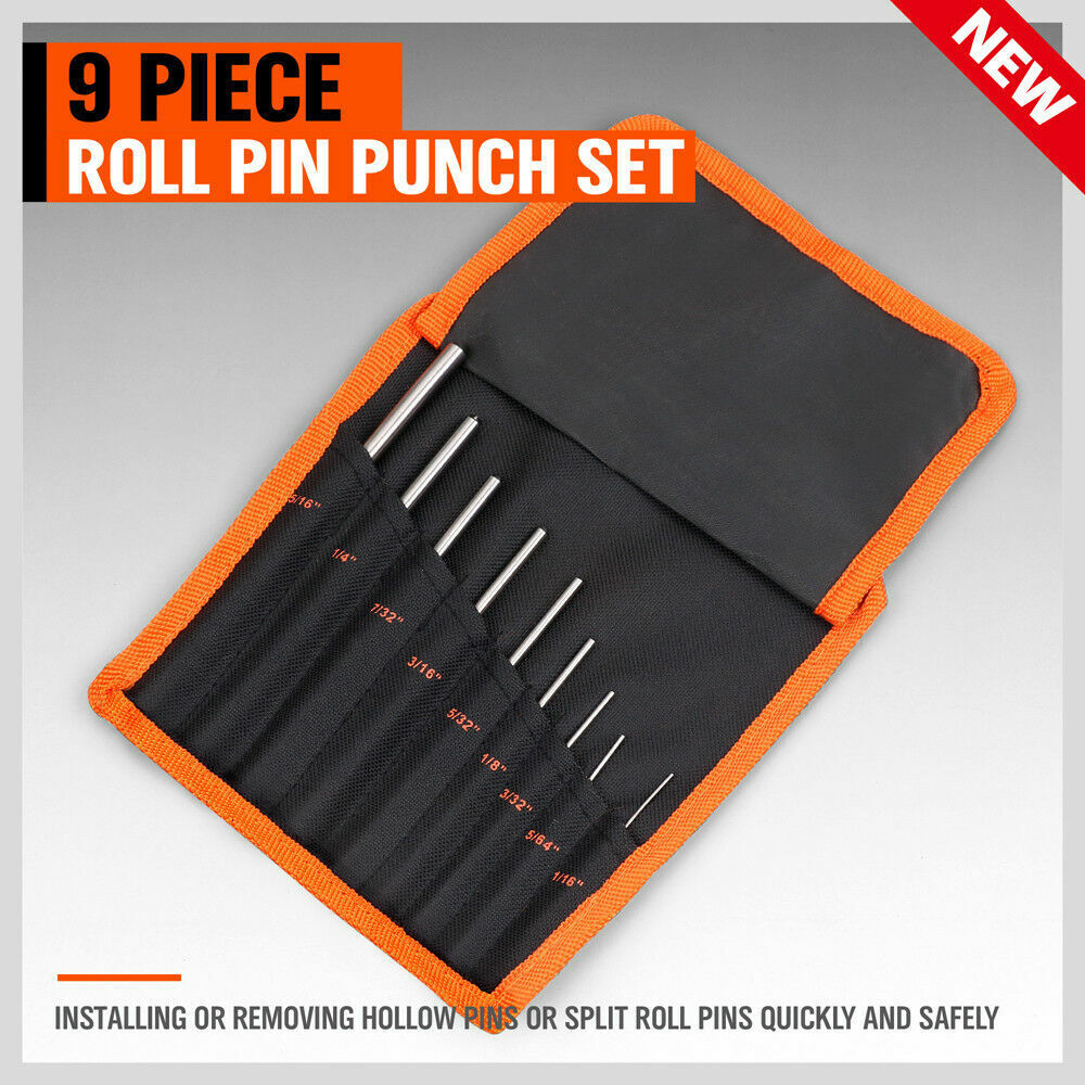 9 Piece Roll Pin Punch Set Bolt Catch Gun Building Removing Repair Tool Canvas Pouch