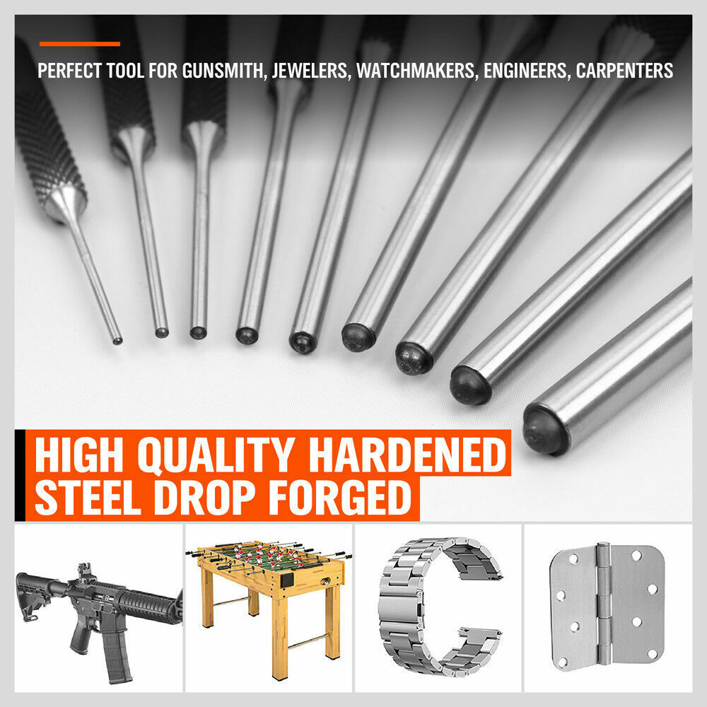 9 Piece Roll Pin Punch Set Bolt Catch Gun Building Removing Repair Tool Canvas Pouch