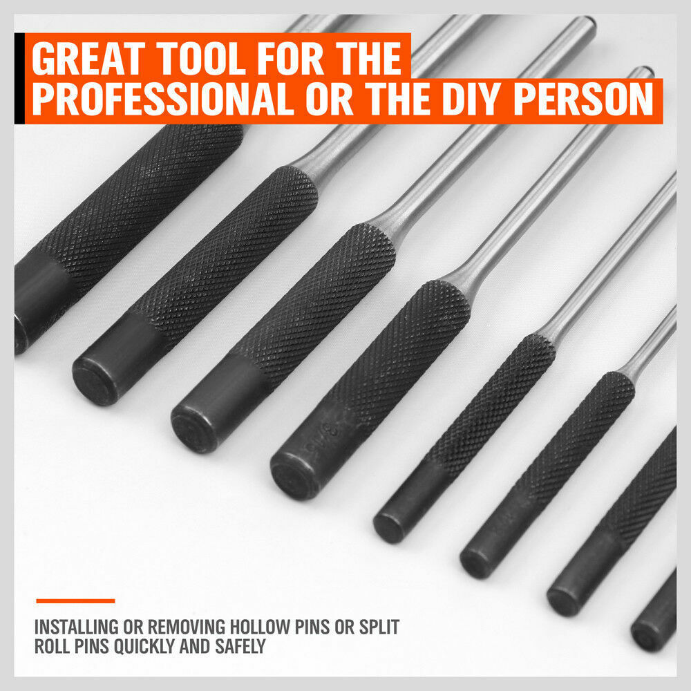 9 Piece Roll Pin Punch Set Bolt Catch Gun Building Removing Repair Tool Canvas Pouch