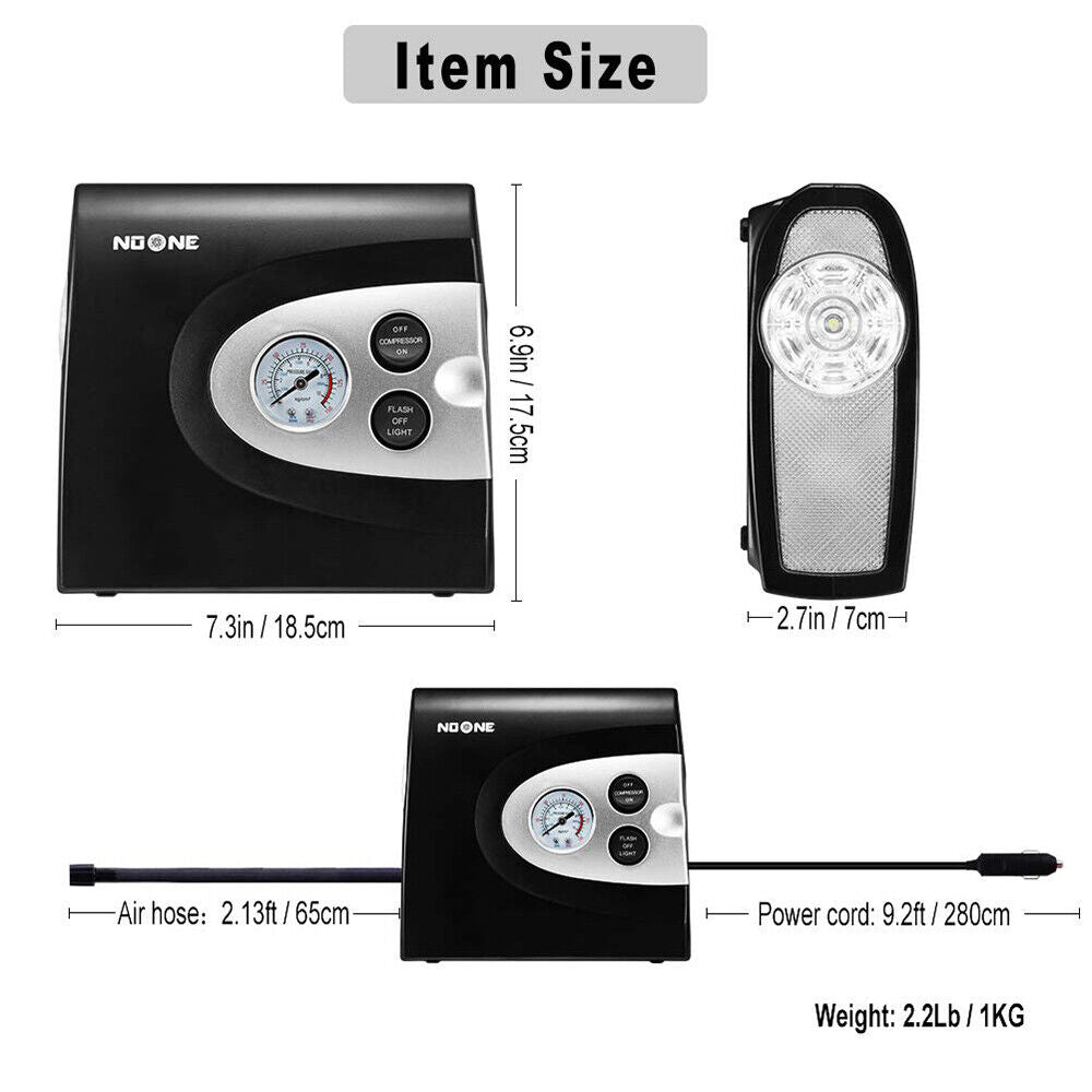 NOONE 3 IN 1 Air Compressor Tyre Inflator 12V Portable Car Tyre Inflator Pump