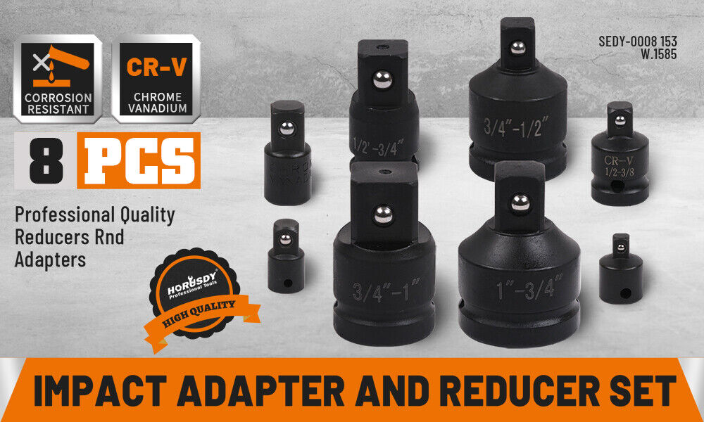 8 Piece Impact Socket Reducer Set Heavy Duty Adaptor For Ratchet Wrench With Case