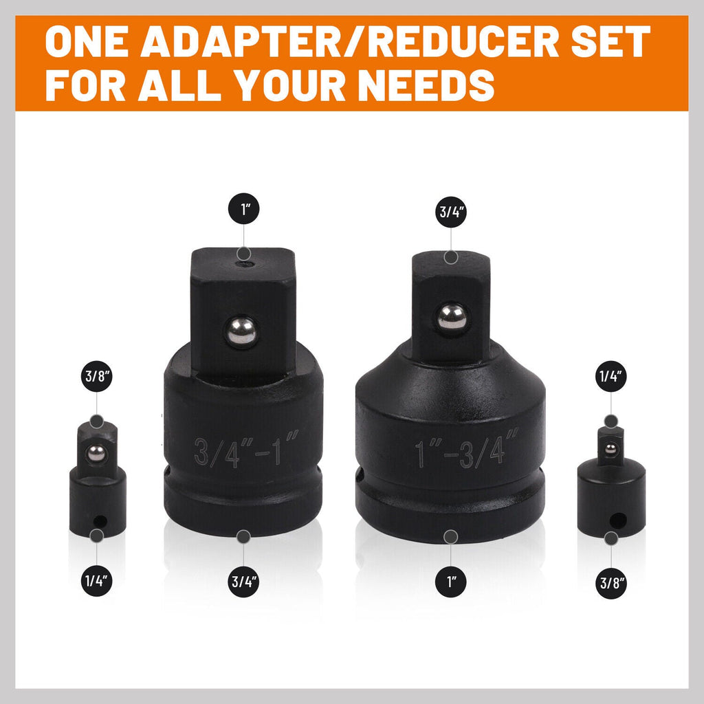 8 Piece Impact Socket Reducer Set Heavy Duty Adaptor For Ratchet Wrench With Case