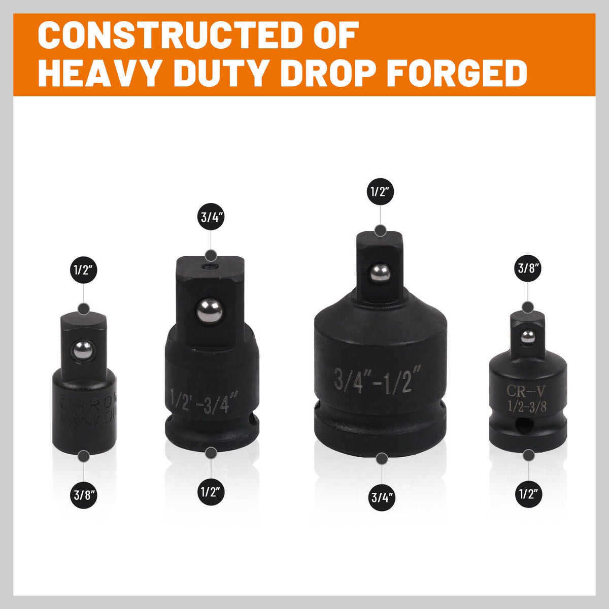 8 Piece Impact Socket Reducer Set Heavy Duty Adaptor For Ratchet Wrench With Case