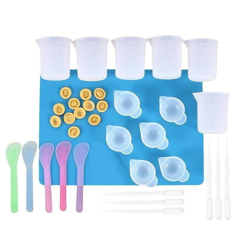 36 Piece Silicone Resin Mixing Cups Jewelry Mold Kit for Epoxy UV Craft DIY Casting