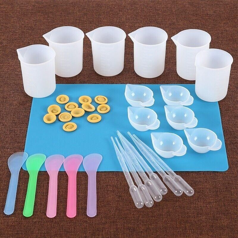 36 Piece Silicone Resin Mixing Cups Jewelry Mold Kit for Epoxy UV Craft DIY Casting