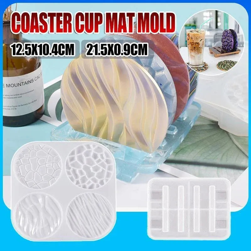 Coaster Cup Mat Mold Wave Diamond Pattern Silicone Mould for Epoxy Resin Casting