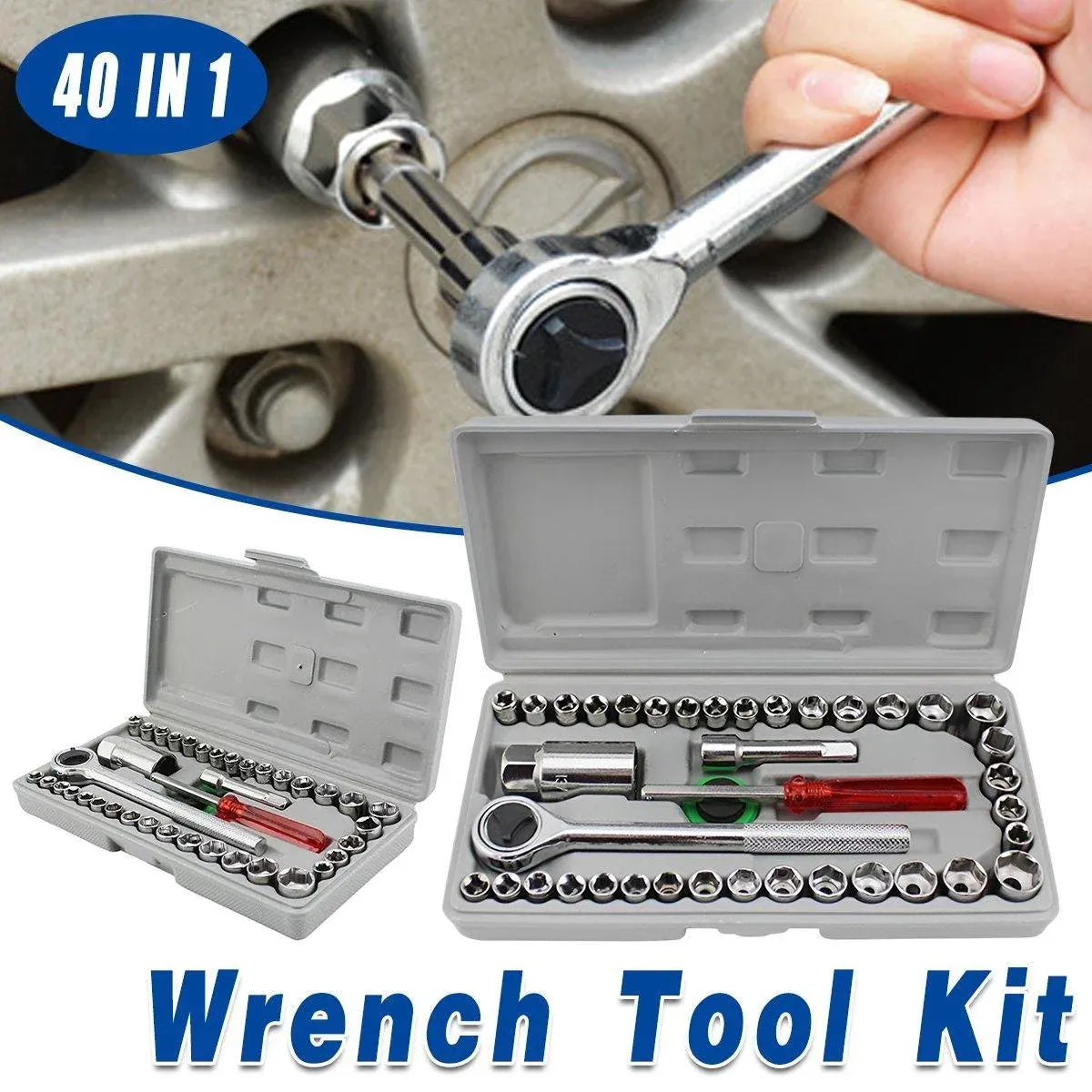 40 Piece Auto Repair Tool Kit Set Car Maintenance Mechanics Garage Hand Tools