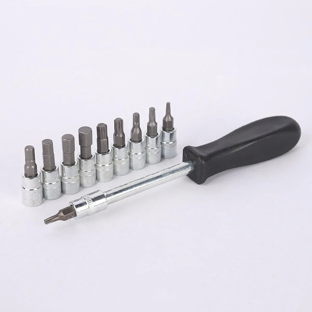 53 Piece Metric Deep Socket Set 1/4" Drive Wrench with Flexible Extension Bar Tools