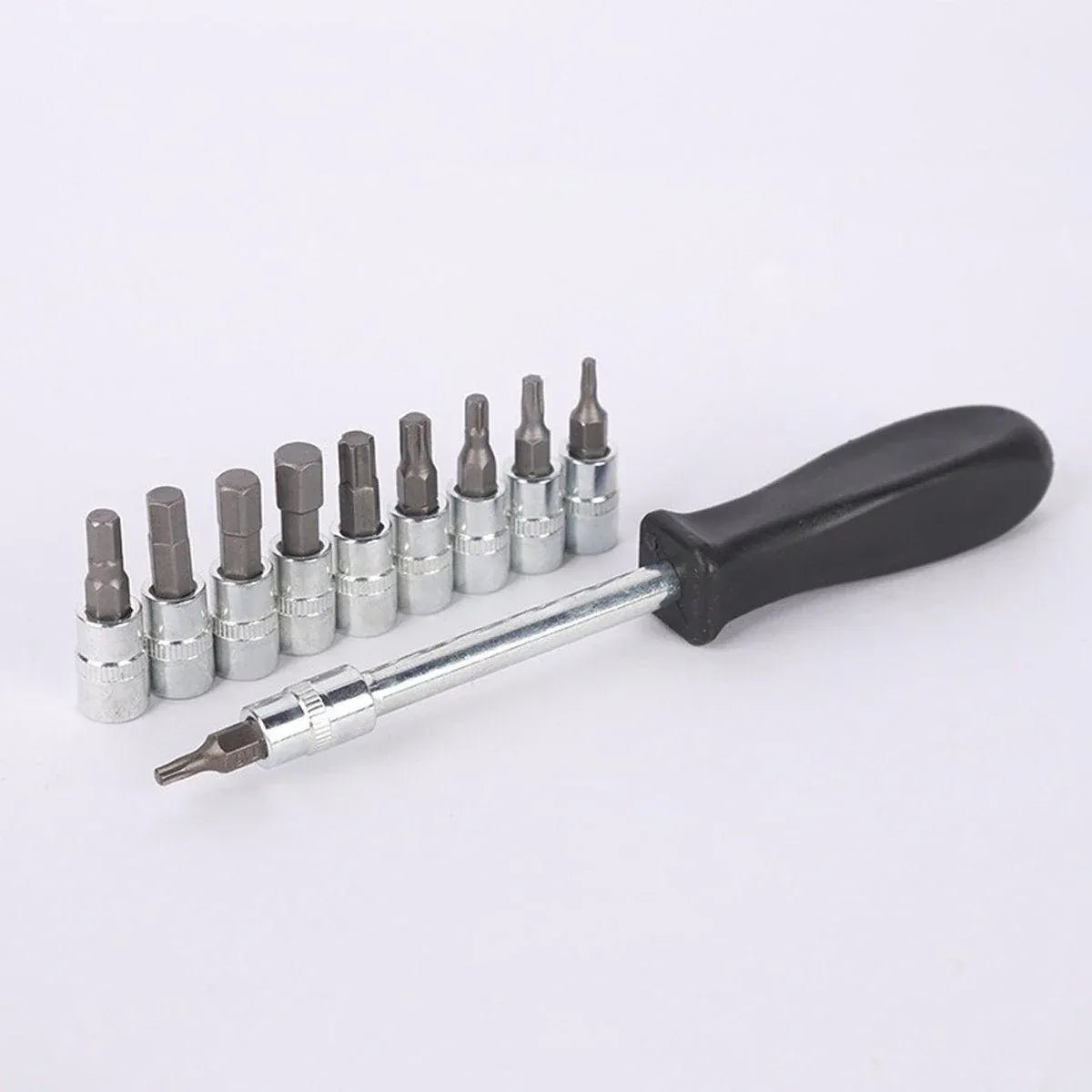 53 Piece Metric Deep Socket Set 1/4" Drive Wrench with Flexible Extension Bar Tools