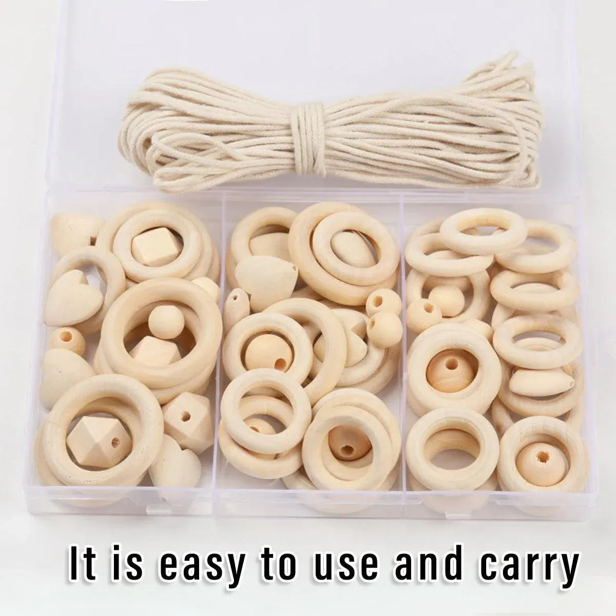 414 Piece DIY Beading Kit Round Wooden Beads Set Craft Jewelry Supplies Home Decor